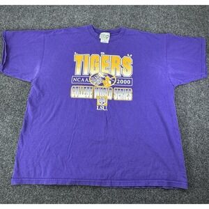 Vintage 2000 LSU Tigers College World Series T-Shirt Purple Prairie Graphics XXL